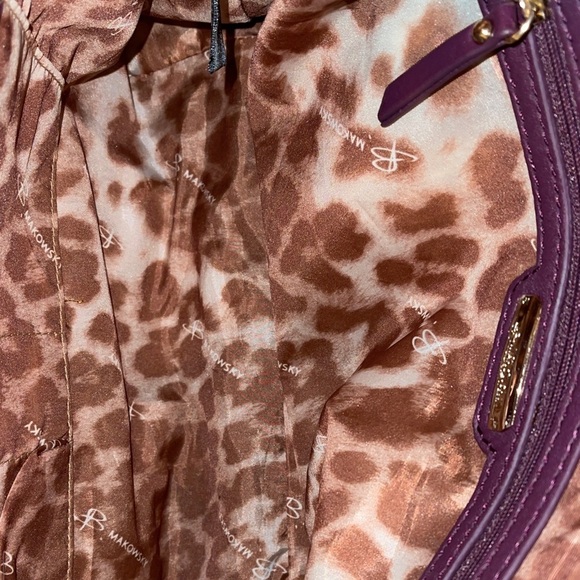 B. Makowsky Woven Leather Shoulder Bag - Dark Brown/Purple - Picture 7 of 8